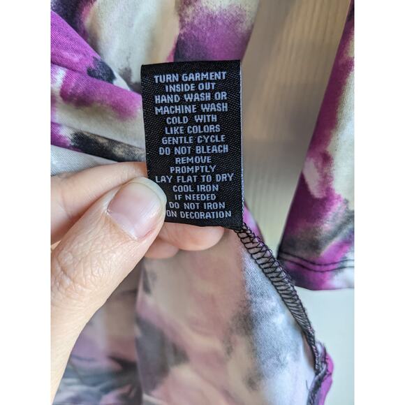 Zac & Rachel Womens Beaded Long Sleeve V-neck Purple Floral Polyester Top Size S - Picture 5 of 5